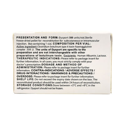 Dysport 500 u Tossina botulinica cura della pelle rotture rimozione iniezione di Botox