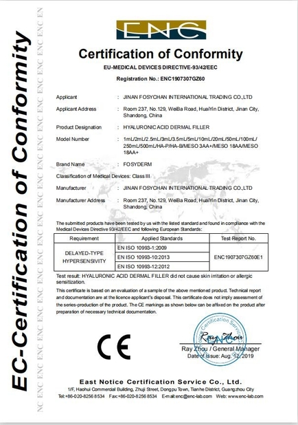 La CINA Jinan Fosychan International Trading Co., Ltd. Certificazioni